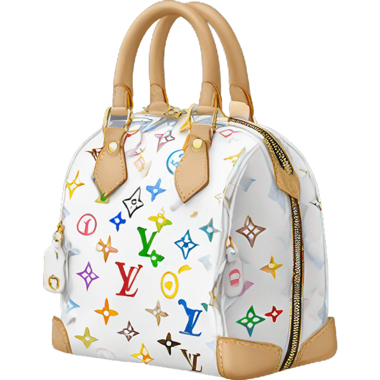 Murakami Louis Vuitton white bag  emoji