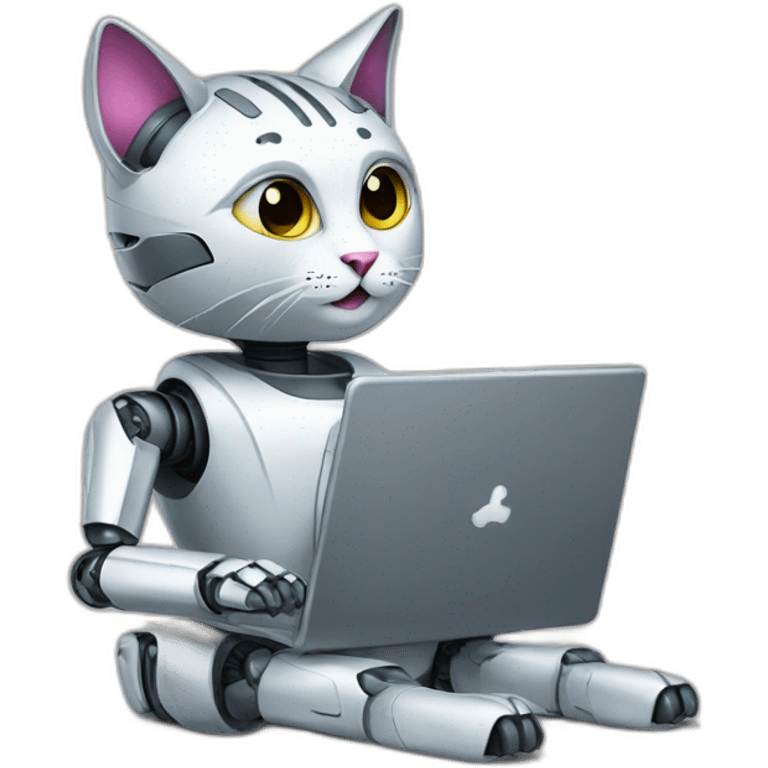 a robot cat with laptop emoji