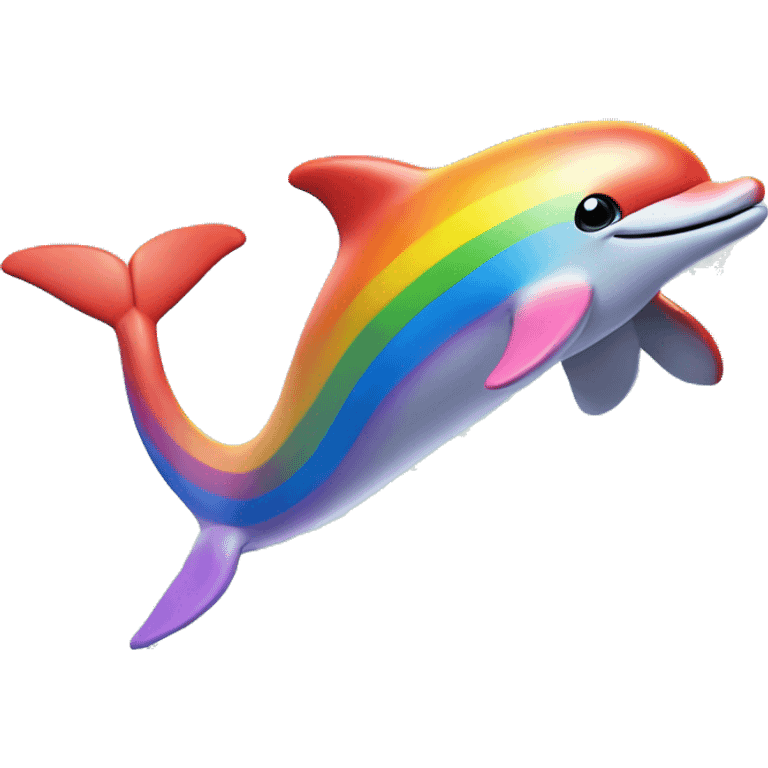 Rainbow dolphin jumping over a wave with a rainbow emoji