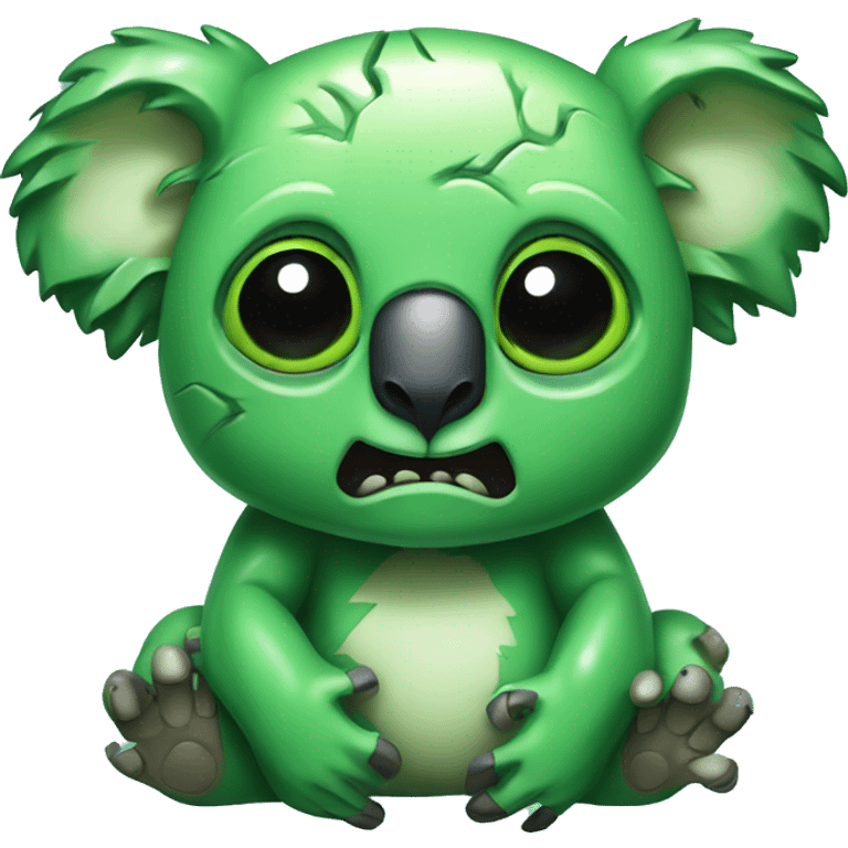 green zombie koala bear with brains emoji