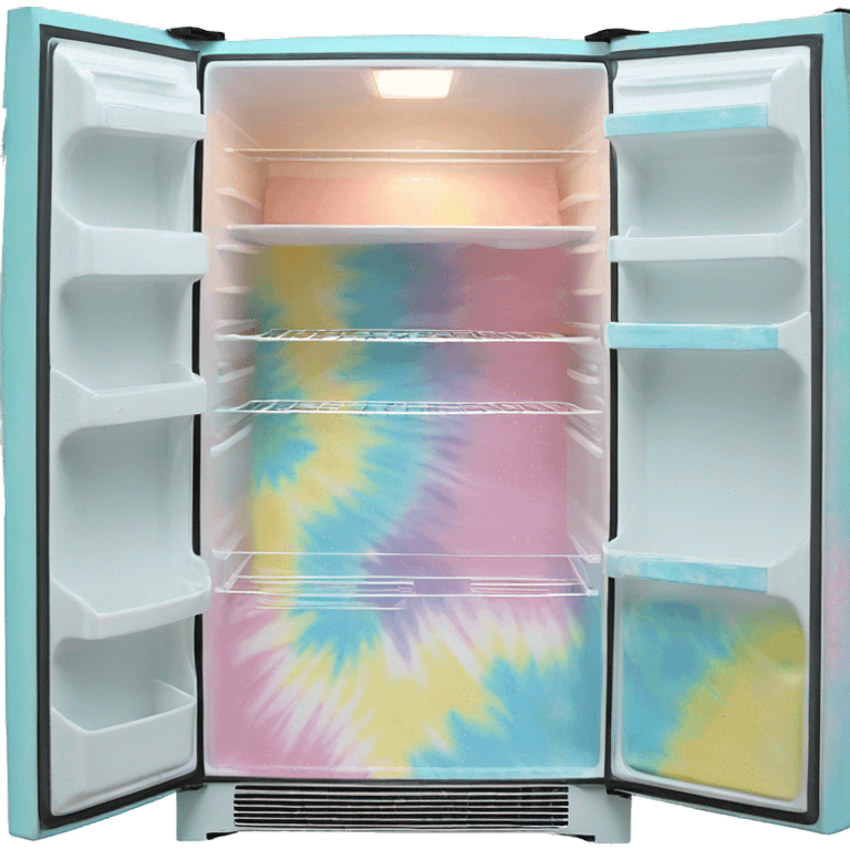 Realistic retro vintage pastel tie dye fridge.  emoji