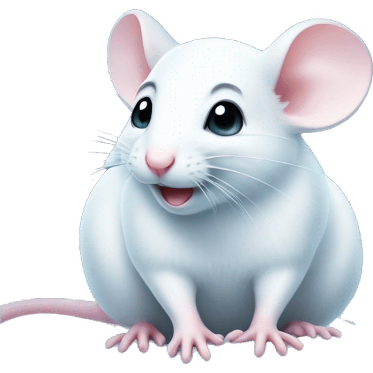 Cute white mouse inside block of ice emoji