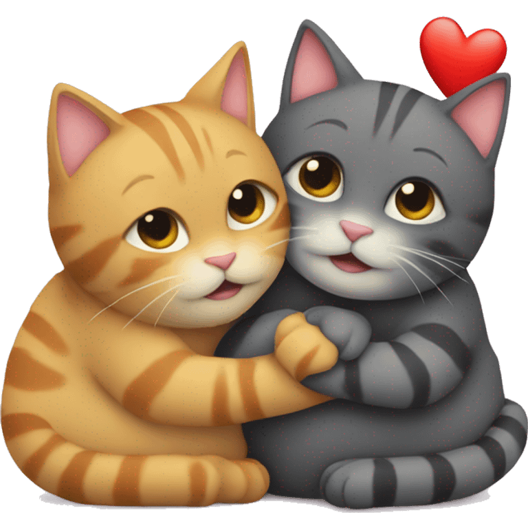 2 Cats hugging with heart  emoji