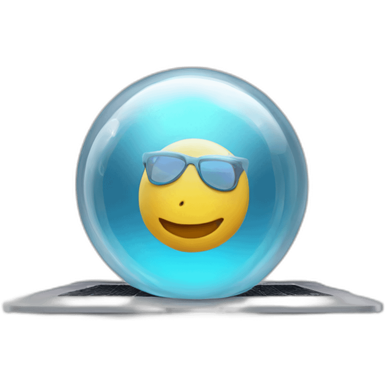 3d macbook inside a bubble emoji