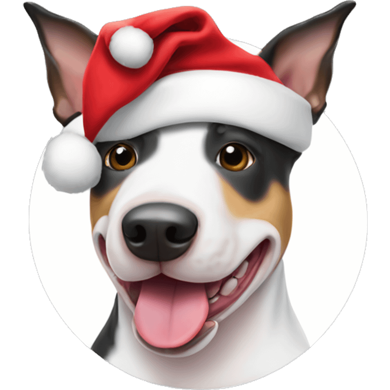 Bull terrier with Santa hat emoji