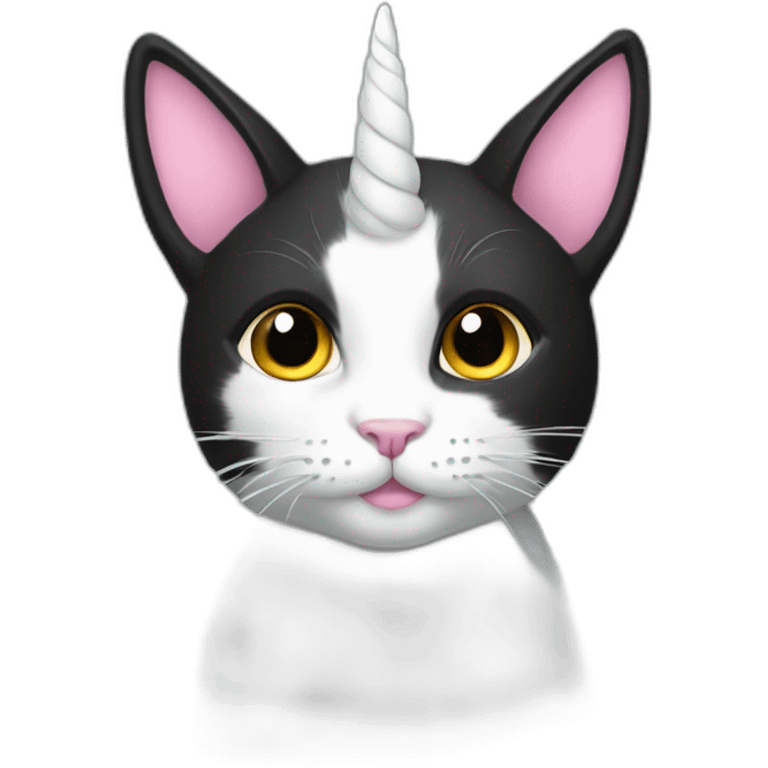 black and white Caticorn emoji