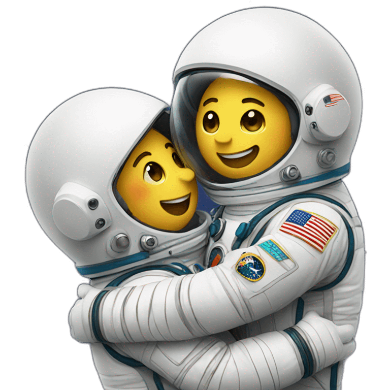 Two astronauts hugging emoji