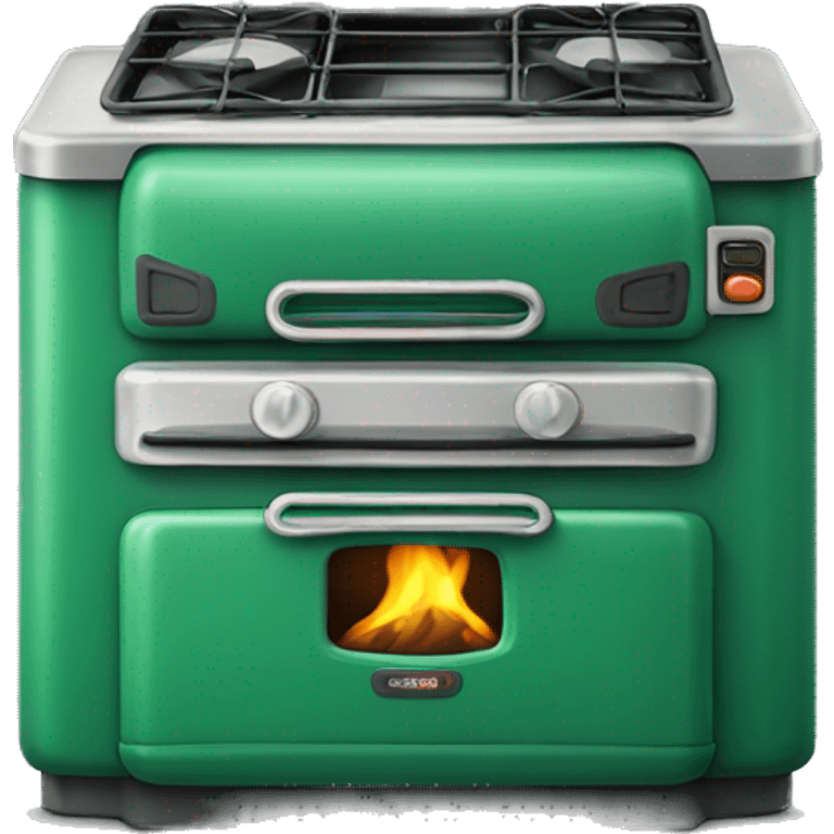 Realistic emerald green camping  stove isolated. emoji