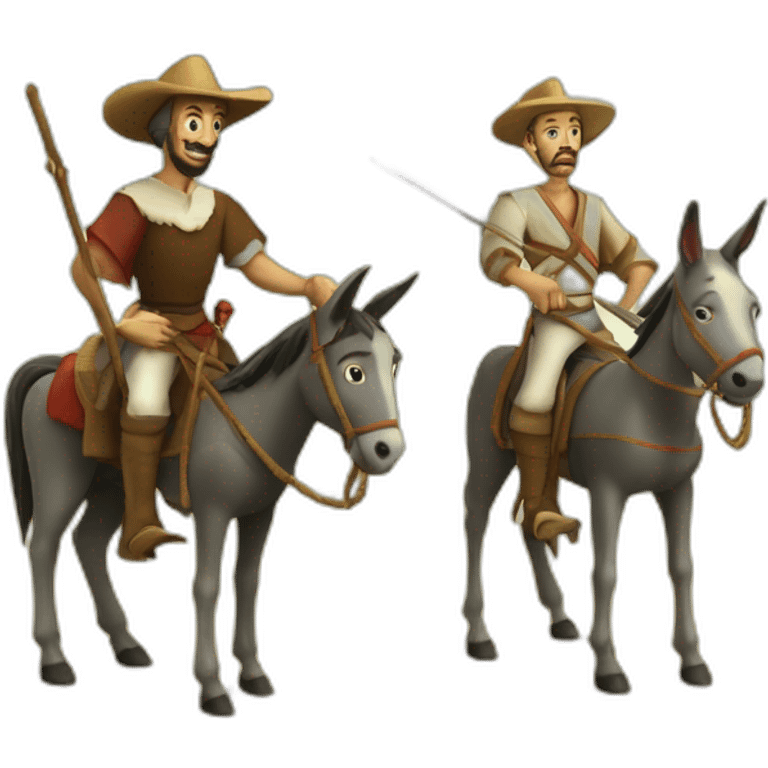 Don Quixote on a donkey and Sancho Panza emoji