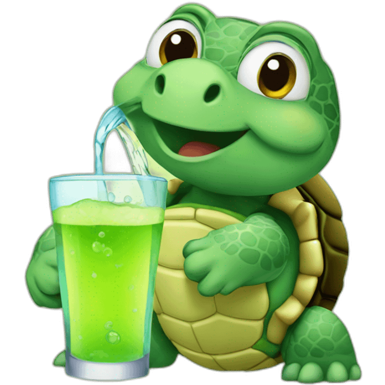 Turtle drink water emoji