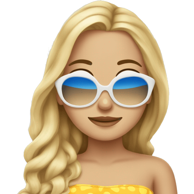 white girl tanning on beach  emoji