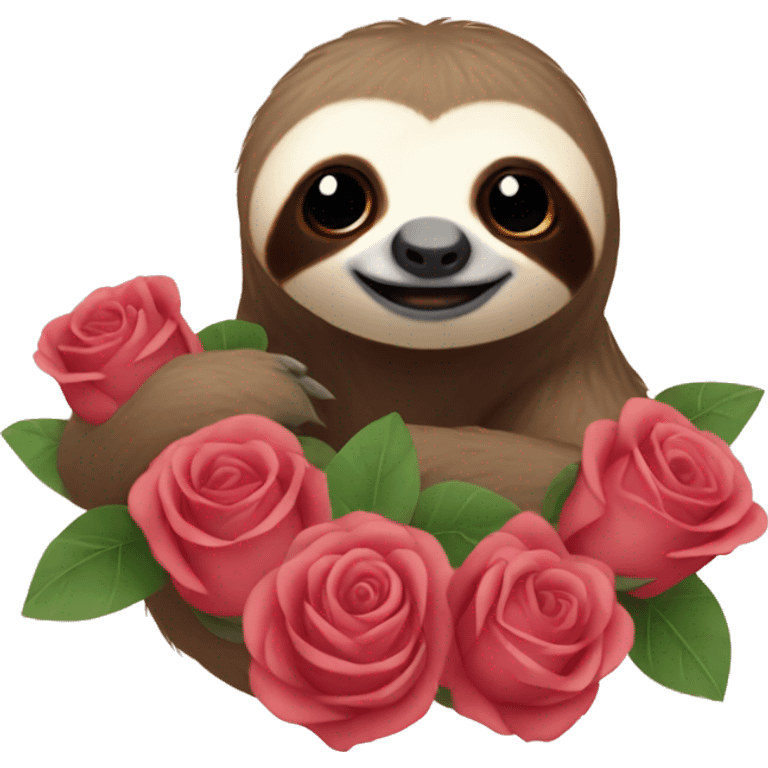 Sloth with roses emoji