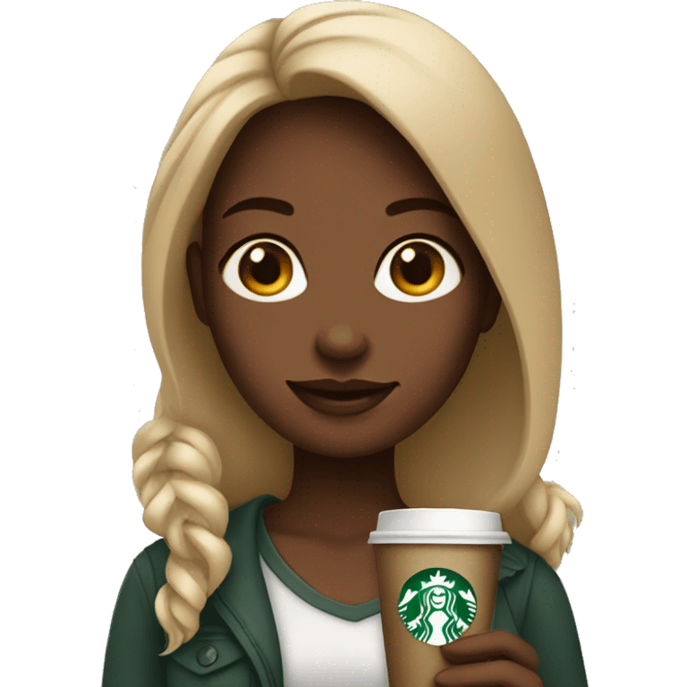 girl with starbucks coffee emoji