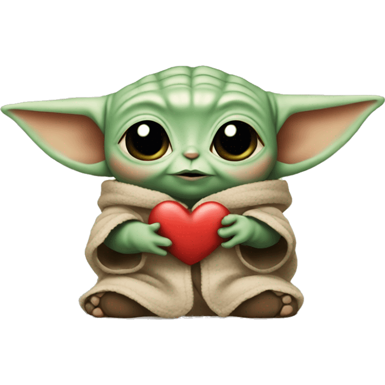 Baby Yoda with heart emoji