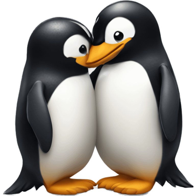 Penguins hugging emoji