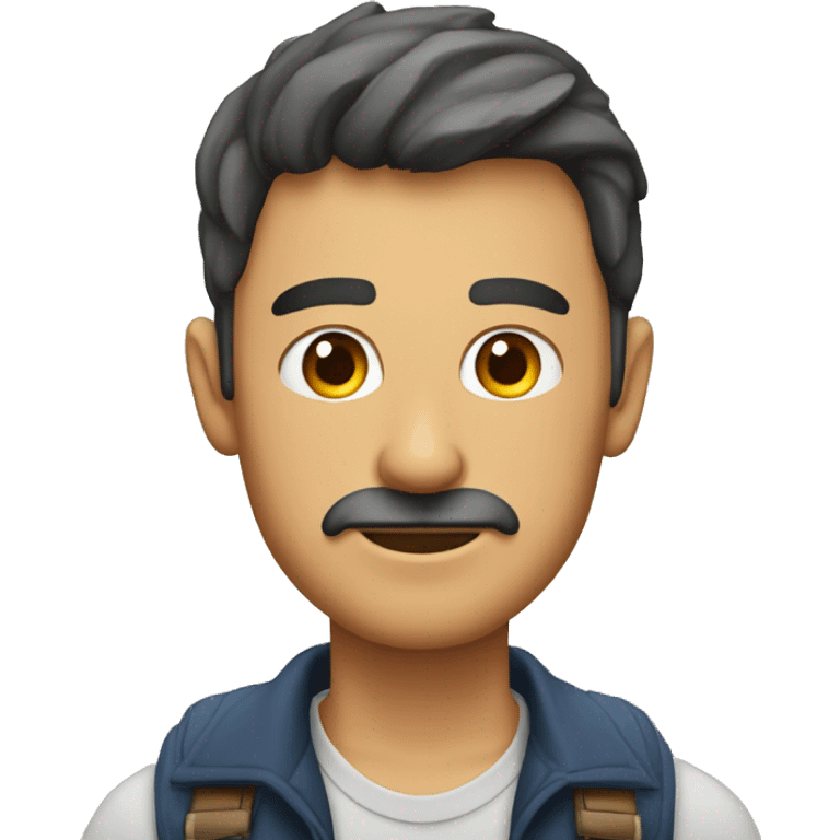 Hombre moreno con vara y ojos achinados emoji