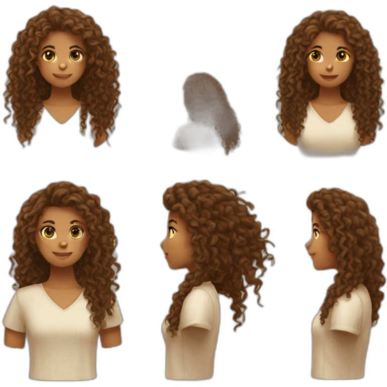 A girl with  long curly hair and wheat skin emoji