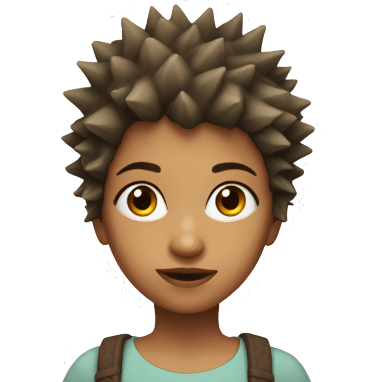 Girl with spiky short hair an circle face brown eyes  emoji