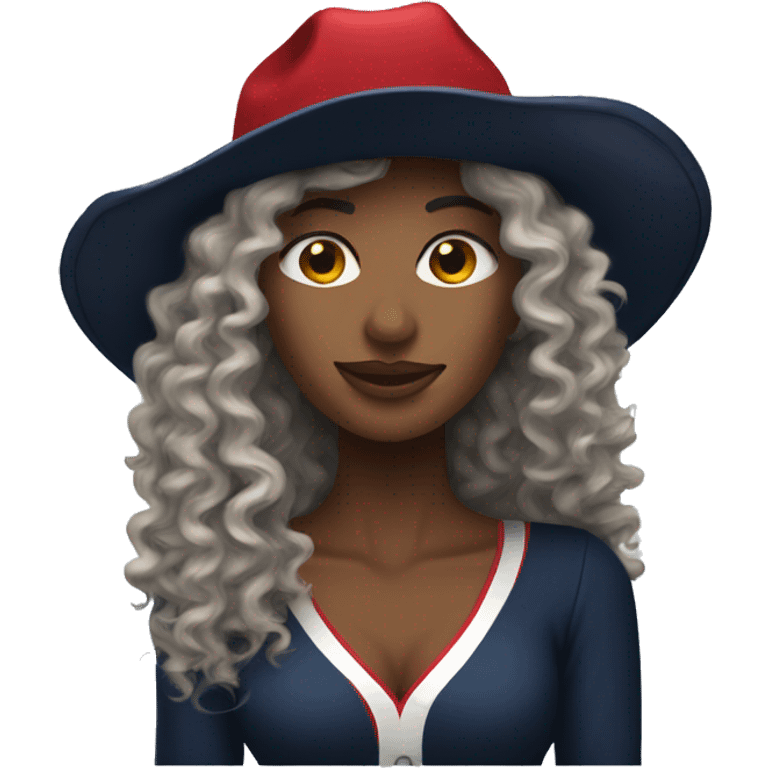 HOUSTON TEXANS hat woman with long curly hair  emoji