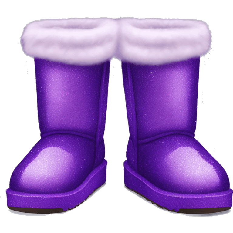 Realistic purple glitter and fur Ugg boots. emoji