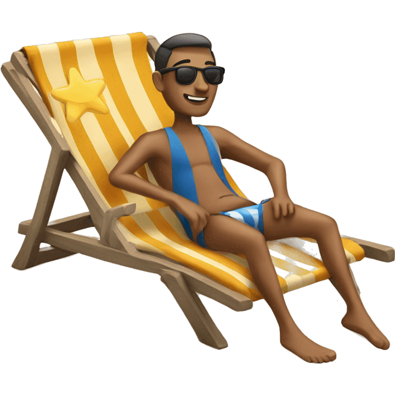 man in a sun lounger on the beach emoji