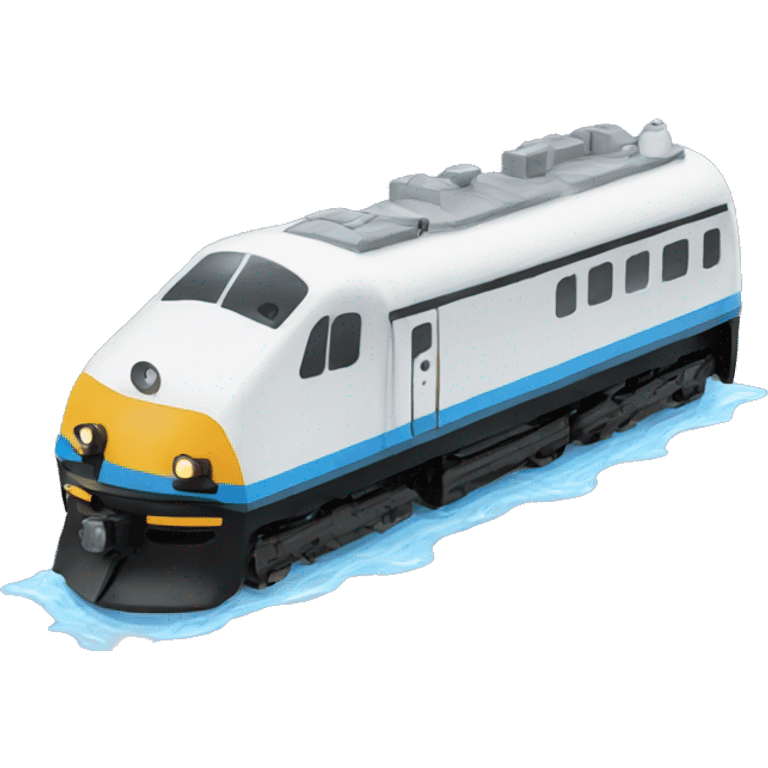 Train running on top of water emoji