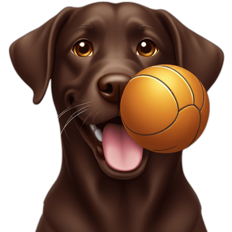 Chocolate labrador playing with ball emoji