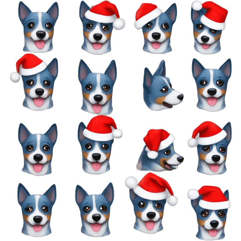 Blue heeler in a Santa hat emoji