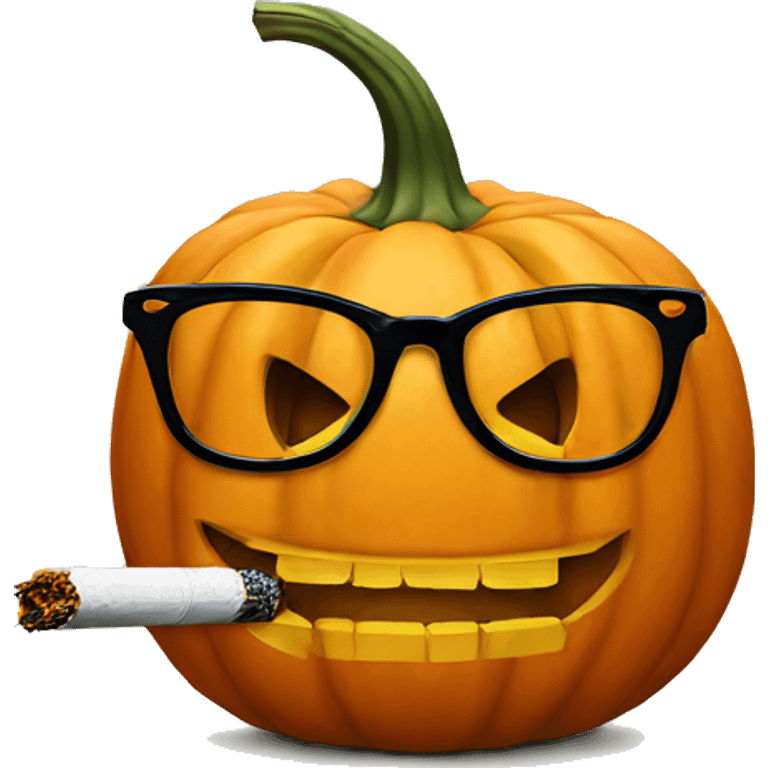 Pumpkin in glasses smoking a cigarette emoji