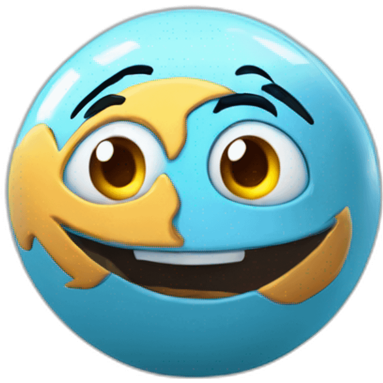 3d sphere with a cartoon childish jigsaw Aladdin skin texture with kind eyes emoji