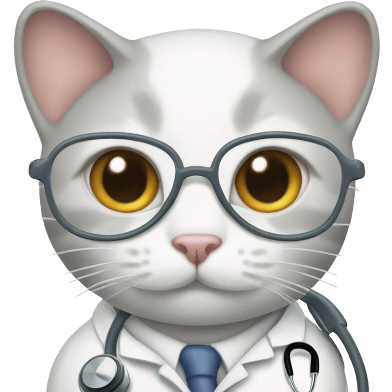 a white and gray cat with a stethoscope emoji