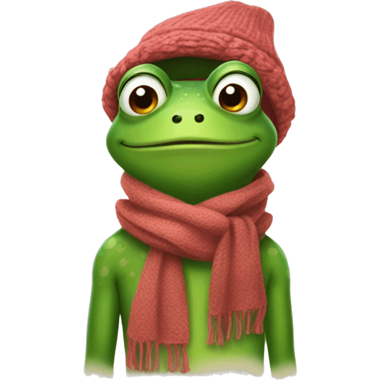 Frog with a scarf emoji