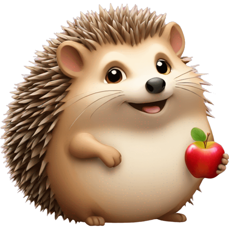 hedgehog with an apple emoji