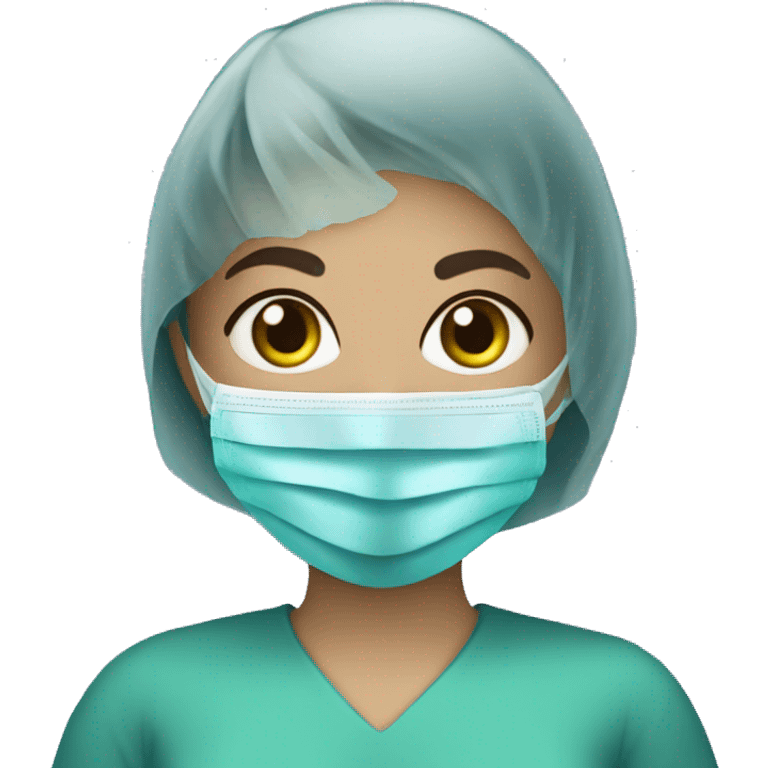 Teen girl wearing surgical mask and latex gloves  emoji