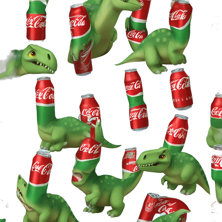 A dinosaur drinking Coca Cola emoji