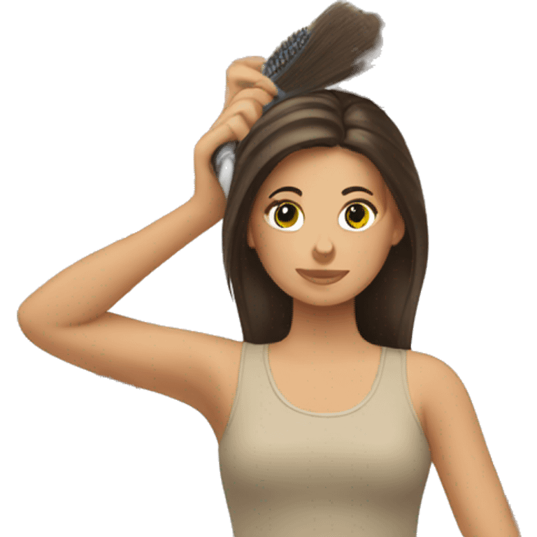 Brunette brushing hair emoji