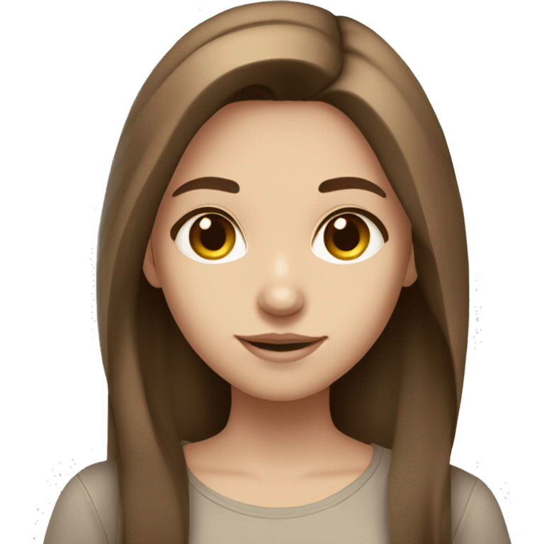 Girl white skin straight brown hair brown eyes cream shirt emoji