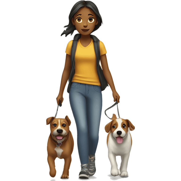 Girl walking two dogs emoji