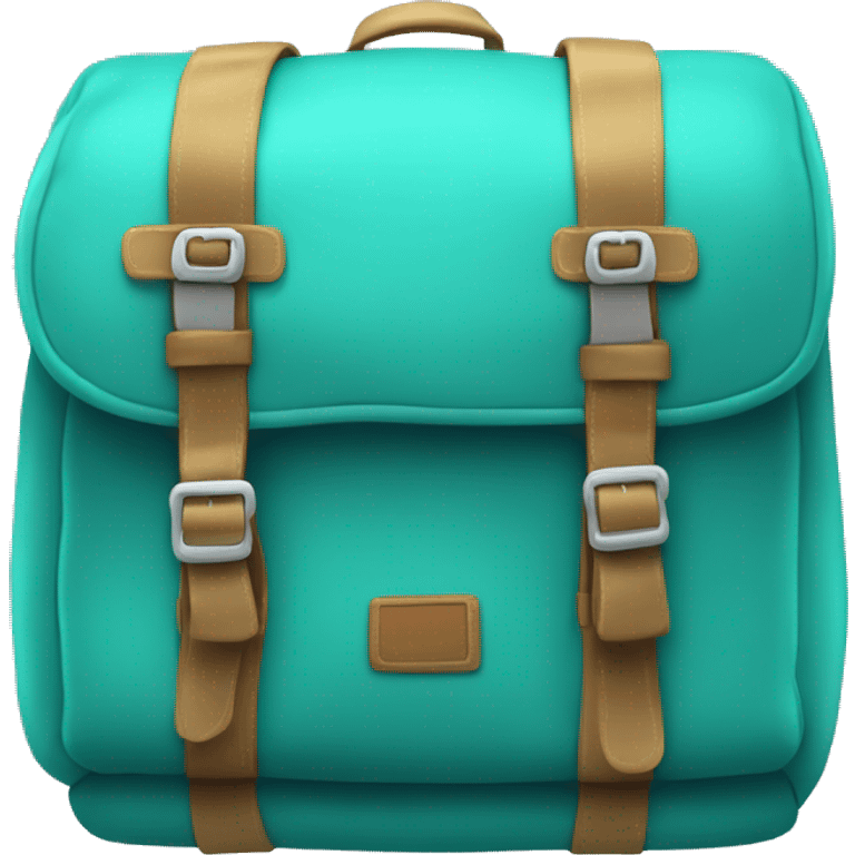 Realistic turquoise camping backpack isolated.  emoji