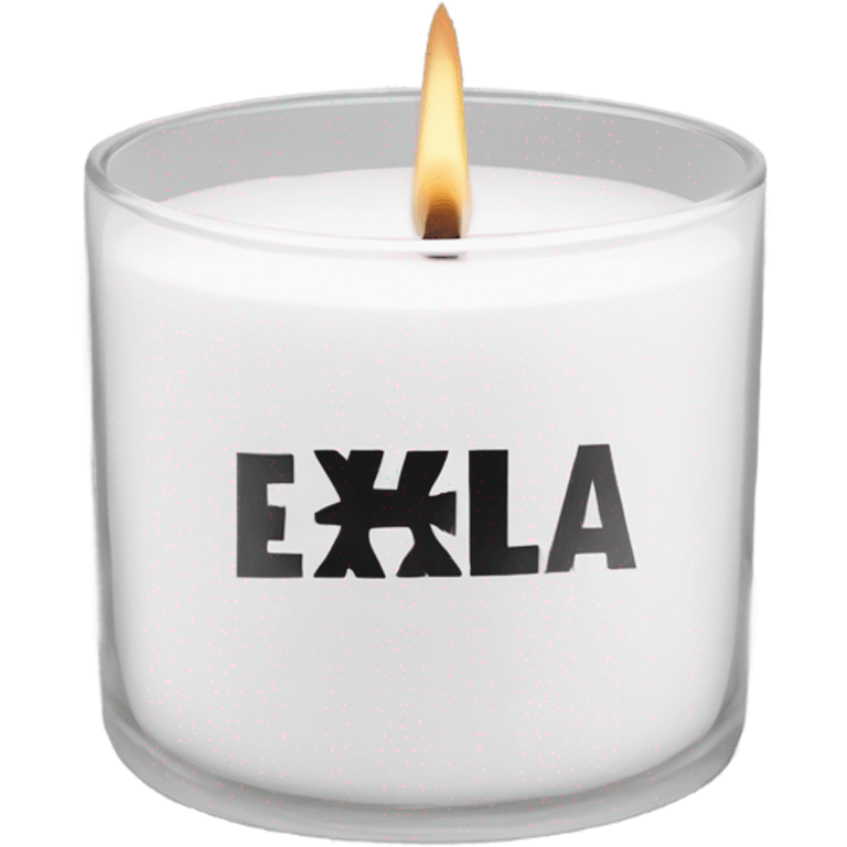 White glass candle RXLA black letter emoji