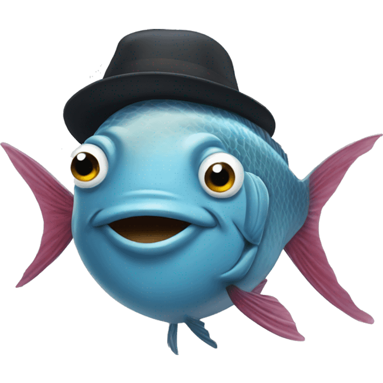 Fish wearing a hat emoji