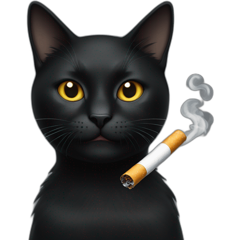 black cat with a cigarette emoji