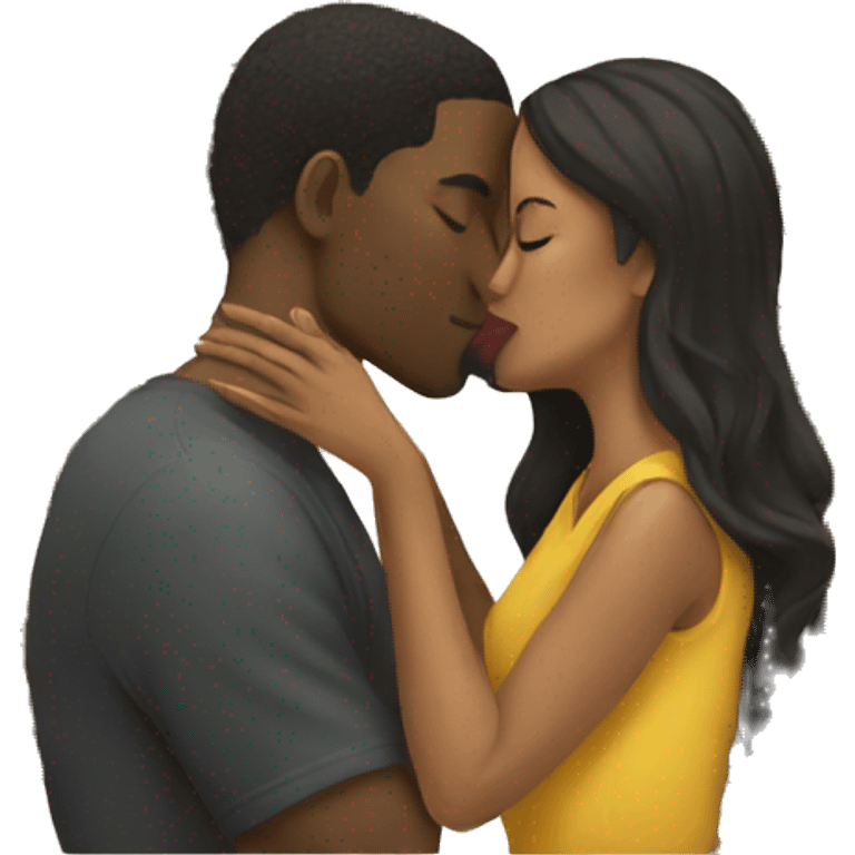 Black couple kissing emoji