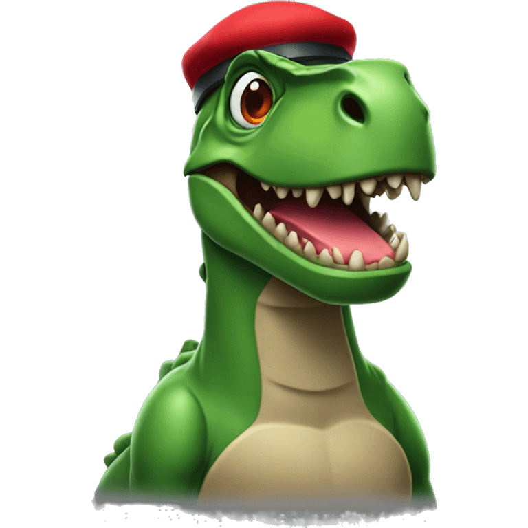 Mad Green Trex wearing red beret and eyeglasses  emoji