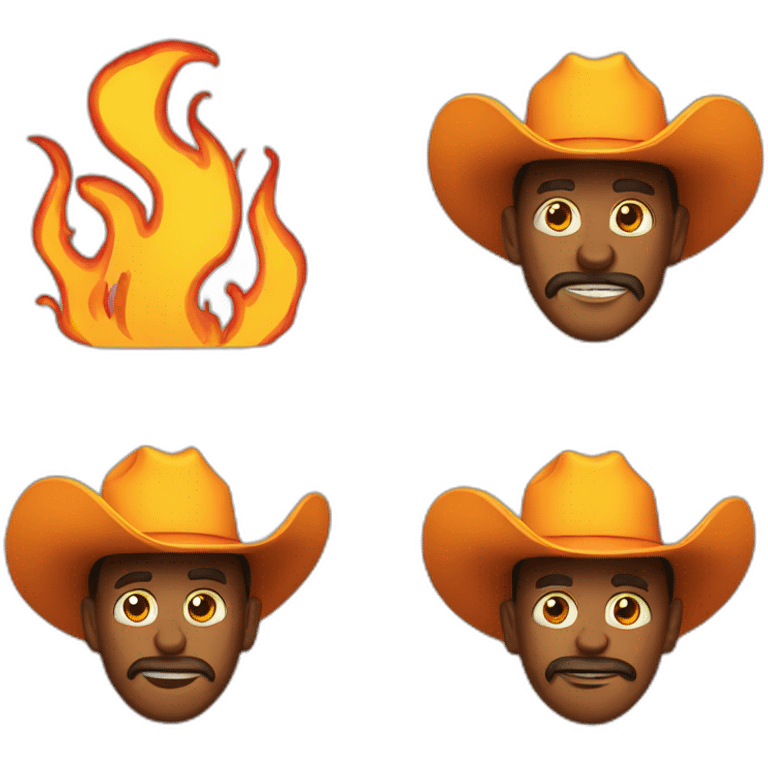 emoji cowboy with flames everywhere emoji