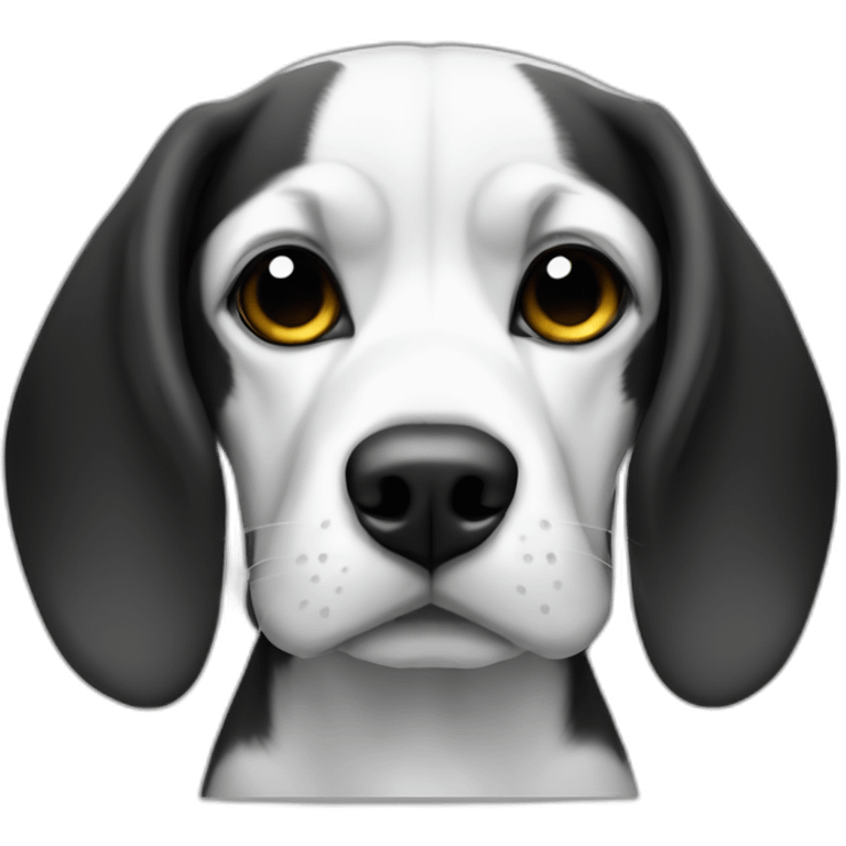 beagle dog black and white, with eyes covered in black, no other color emoji