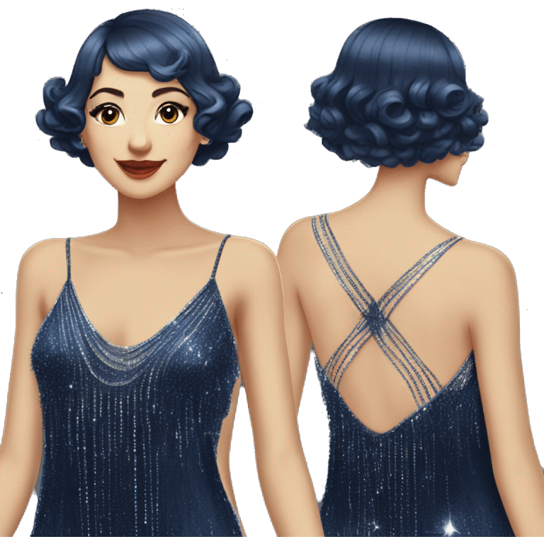 Navy blue sparkly flapper style dress with thin straps emoji