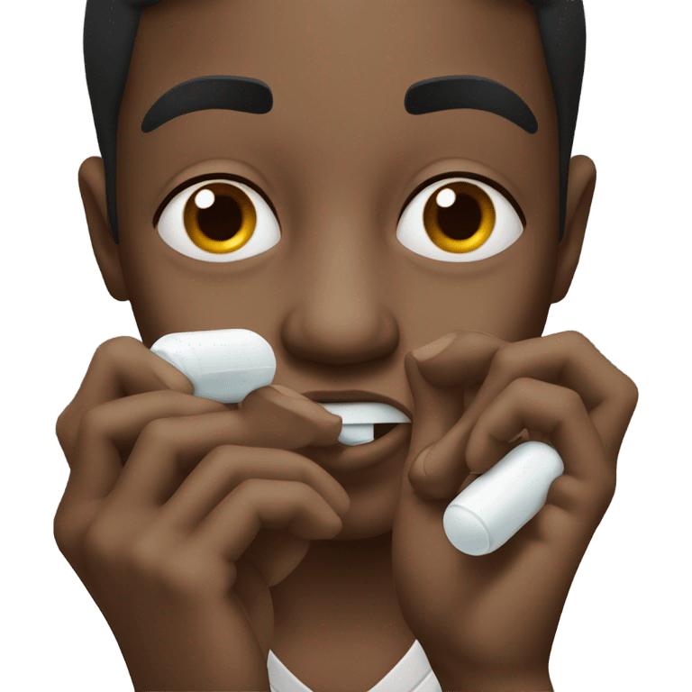 Black person eating a pill emoji