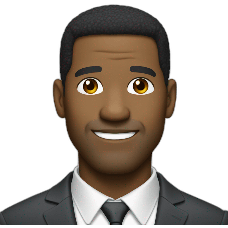 Denzel Washington smirk cartoon wearing suit emoji