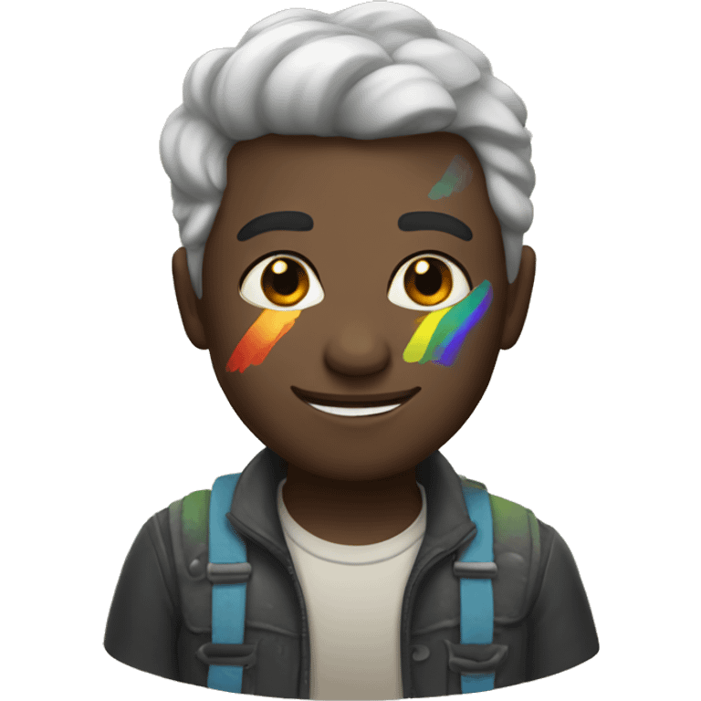 asher with rainbow skin emoji